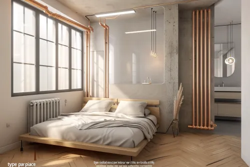 Radiateur à eau installé dans un salon moderne, illustrant le bon type radiateur eau par pièce selon la surface et l’usage