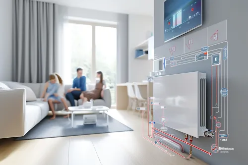 Schéma détaillé expliquant le fonctionnement-radiateur-eau dans un système de chauffage central domestique moderne