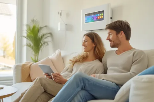 Propriétaire analysant les critères de choix d'un système de régulation de chauffage