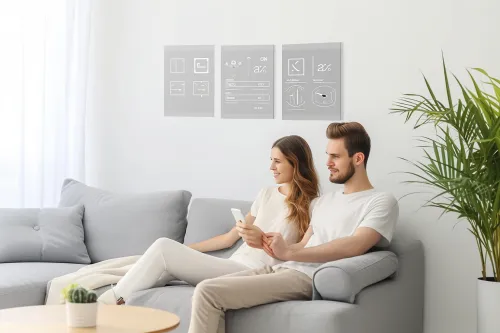 Système de thermostat intelligent contrôlant la température d'une habitation moderne