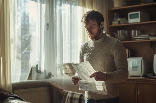 Thermostat réglé trop haut et fenêtres mal isolées laissant échapper la chaleur dans une maison