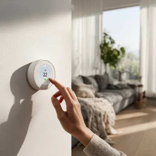 Panneau de contrôle moderne affichant des options d'optimisation pour réduire la consommation énergétique