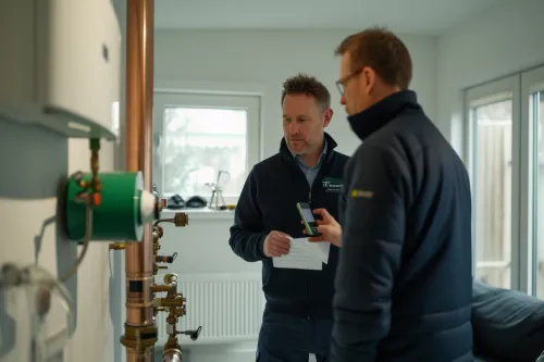 Chauffagiste procédant au désembouage d’un circuit de chauffage pour améliorer confort thermique et réduire la consommation énergétique globale